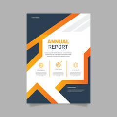 Modern business brochure template annual report with abstract blue shapes. - Vector.