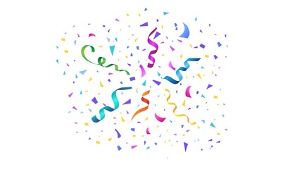 Vector abstract background with many falling tiny colorful confetti pieces and ribbon. Carnival, Christmas or New Year decoration colorful party pennants for birthday , festival
