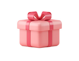 Pink gift box 3d vector icon isolated on white background.