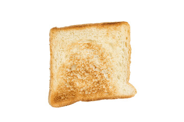 An isolated piece of toasted toast. Bread on a white background.