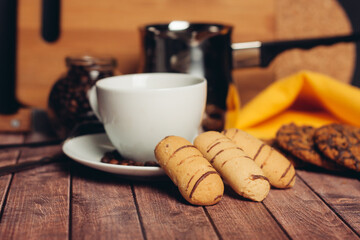 sweet gingerbread cookies a cup of drink snack