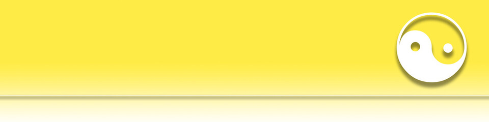 Breiter Banner oder Hintergrund in gelb mit einem Symbol Yin und Yang