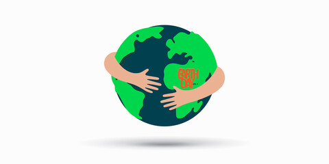 Earth with hands hugged vector illustration