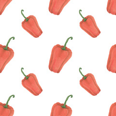 a seamless pattern of detailed pepper on a white. organic food, farmers market