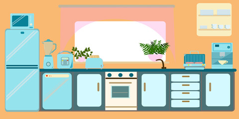 Interior and design of a modern kitchen