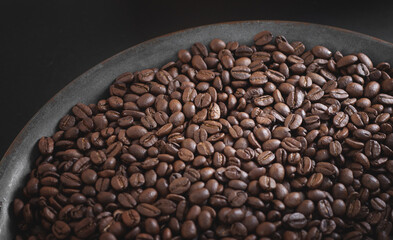 Roasted aromatic coffee beans as background