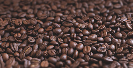 Roasted aromatic coffee beans as background