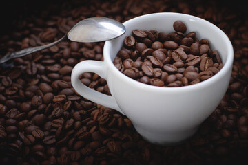 Roasted aromatic coffee beans as background