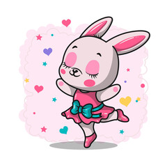 Obraz na płótnie Canvas Cute girl rabbit. Vector design on white background. Print for t-shirt. hand drawing illustration for children.