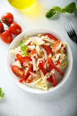 Healthy vegetable salad with cabbage and capsicum