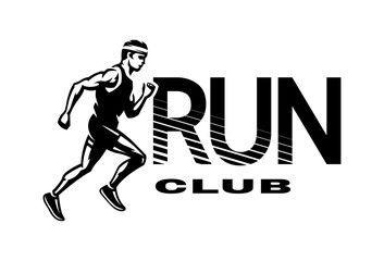 Fototapeta na wymiar Run club. The running Man, logo, emblem. Vector illustration.