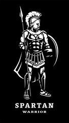 Fototapeta na wymiar Spartan warrior in armor on a dark background. Vector illustration.