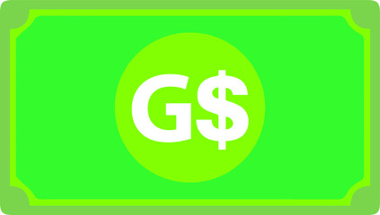 Guyana Dollar currency Sign Green Note icon Vector for mobile apps and Websites