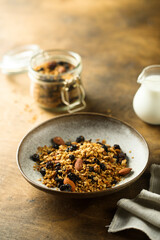 Traditional homemade granola served for breakfast