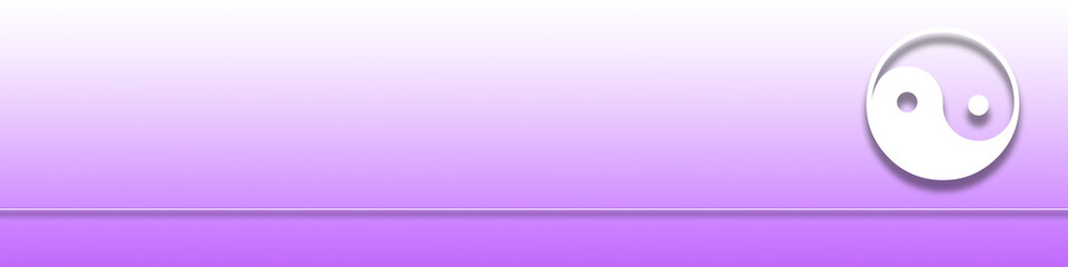 Breiter Hintergrund oder Banner in violett mit einem Yin Yang Symbol