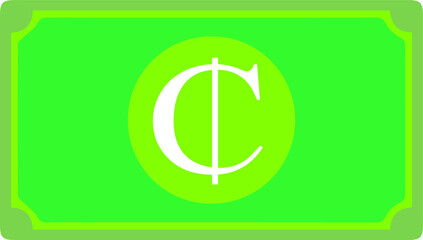 Ghana Cedi currency Sign Green Note icon Vector for mobile apps and Websites