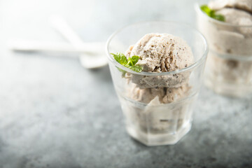 Homemade ice cream with chocolate