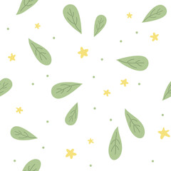 Seamless pattern with leaves. artoon kids style. Great for fabric, textile. Vector Illustration