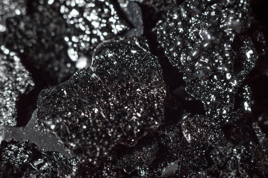 Tar and black tar deposits in the chimney close-up, macro photography