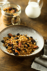 Traditional homemade granola served for breakfast
