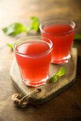 Refreshing homemade red berry drink