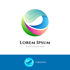 Ocean wave logo template with gradient color
