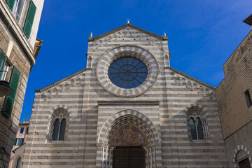 Fototapeta na wymiar The church of Sant'Agostino is a former religious building in the historic center of Genoa, located in Piazza Renato Negri, in the Molo district