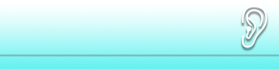 Obraz premium Cyan Hintergrund mit einem Symbol eines Ohr