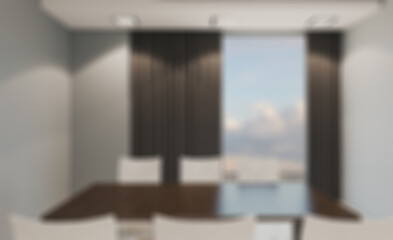 Bokeh blurred phototography.  Modern meeting room. 3D rendering.