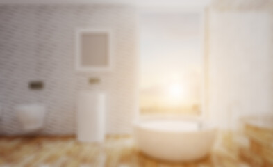 Fototapeta na wymiar Scandinavian bathroom, classic vintage interior design. 3D rendering.. Abstract blur phototography