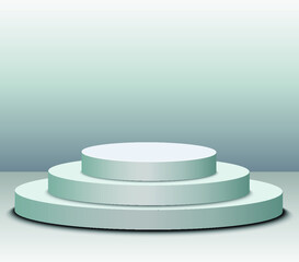 3 steps empty podium on white background.