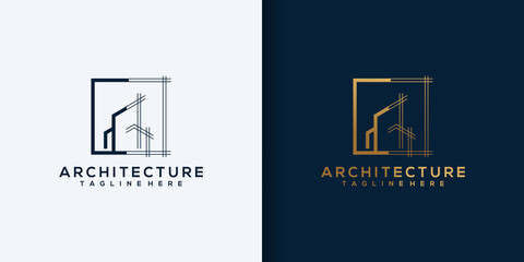 Architect house logo, architectural and construction design vector