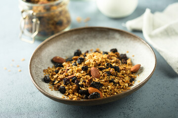 Traditional homemade granola served for breakfast