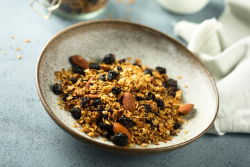 Traditional homemade granola served for breakfast