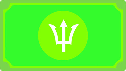 Barbados Dollar currency Sign Green Note icon Vector for mobile apps and Websites