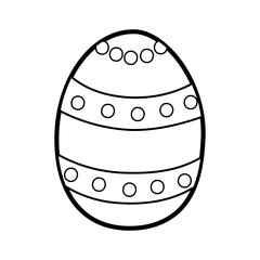 Easter decorative egg coloring page for kids. Black and white activity page for kids. Springtime outline worksheet for school and preschool. Vector illustration