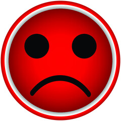 Sad smiley flat icon vector image. Red emoji