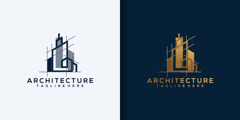 Fototapeta premium Architect house logo, architectural and construction design vector