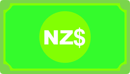 New Zealand Dollar currency Sign Green Note icon Vector for mobile apps and Websites