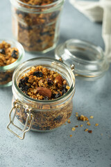 Homemade granola in a jar