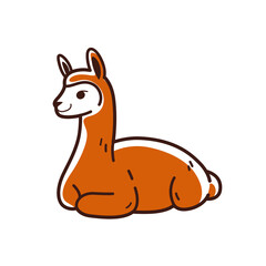 Cute alpaca - cartoon animal character. Vector illustration in flat style isolated on white background.