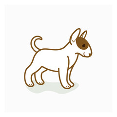 Bull terrier. Cute dog character. Vector illustration in cartoon style for poster, postcard.