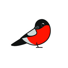 Cartoon bullfinch. Vector illustration for prints, clothing, packaging, stickers.