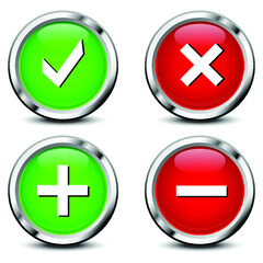 Permission buttons set, vector illustration