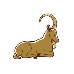 llustration of ibex. Simple contour vector illustration for emblem, badge, insignia.