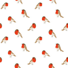 Cartoon happy Robin - simple trendy pattern with bird. Flat vector illustration for prints, clothing, packaging and postcards.