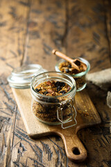 Homemade granola in a jar