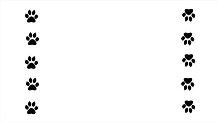 Fototapeta premium Frame paw print of animal. Cat steps are drawn to decorate the backgrounds.