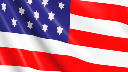 Background movement of the tissue USA flag in 3d. Symbol of the country America.