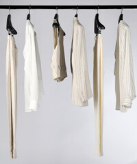 Elegant and trendy men's clothes hanging